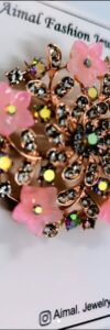 Rose Gold Floral Crystal Statement Brooch